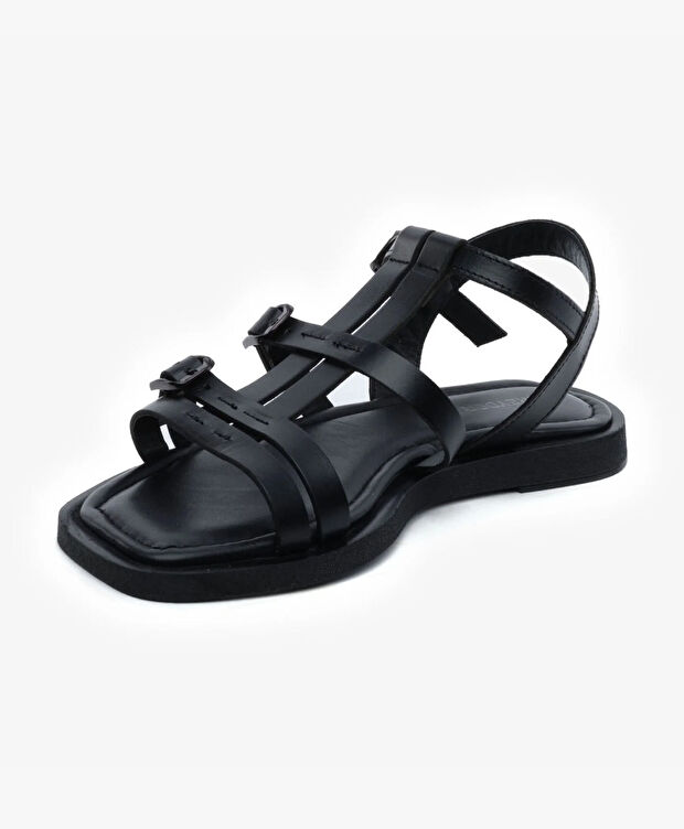 Kadın Siyah Hakiki Deri Sandalet - 3