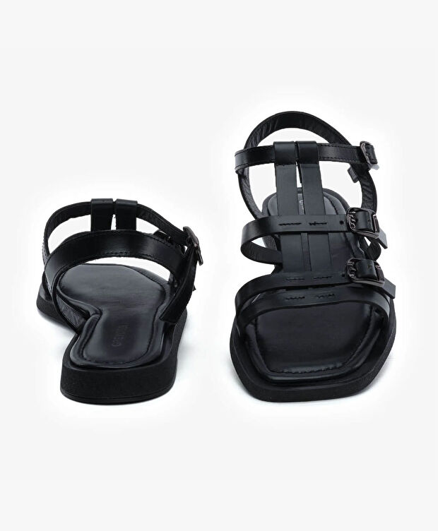 Kadın Siyah Hakiki Deri Sandalet - 7