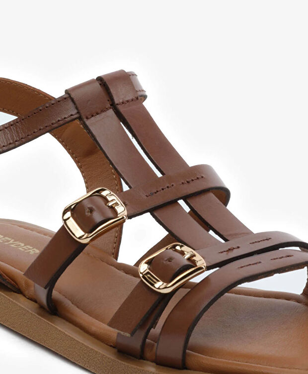 Kadın Taba Hakiki Deri Sandalet - 5