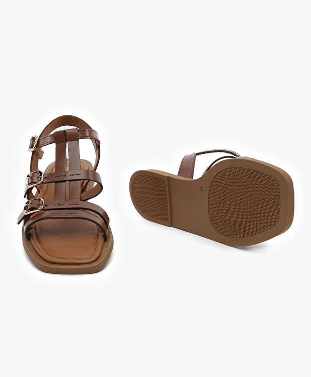 Kadın Taba Hakiki Deri Sandalet - 6