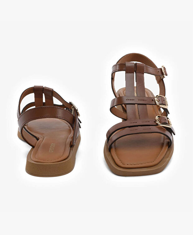 Kadın Taba Hakiki Deri Sandalet - 7