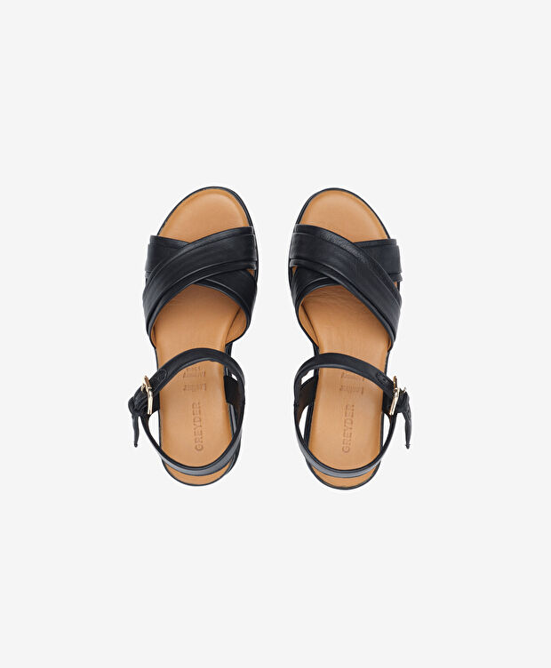 Kadın Siyah Hakiki Deri Topuklu Sandalet - 5