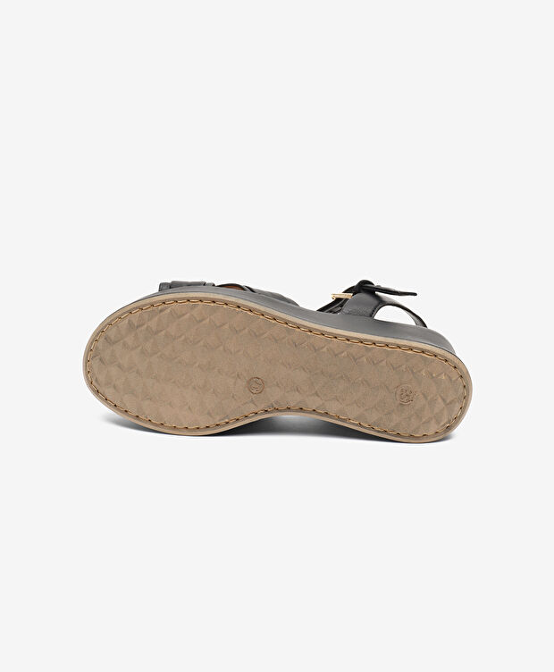 Kadın Siyah Hakiki Deri Topuklu Sandalet - 6