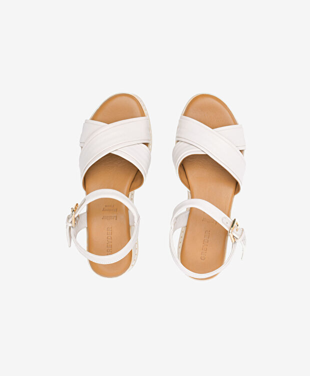 Kadın Kirli Beyaz Hakiki Deri Topuklu Sandalet - 5