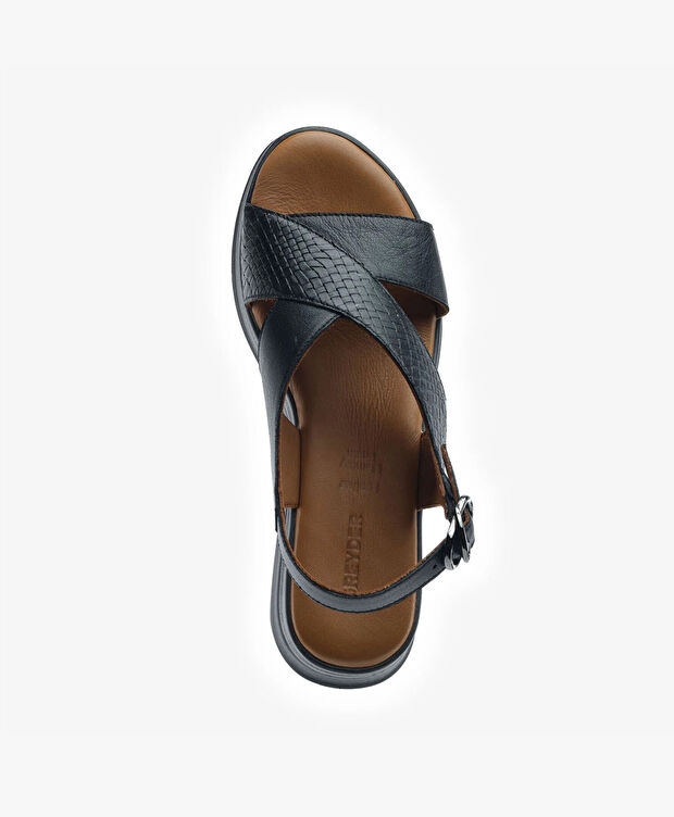 Kadın Siyah Hakiki Deri Sandalet - 4