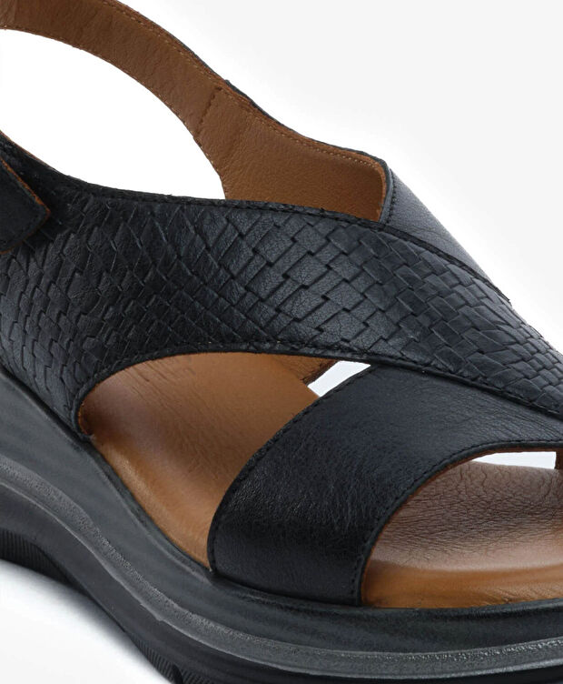 Kadın Siyah Hakiki Deri Sandalet - 5