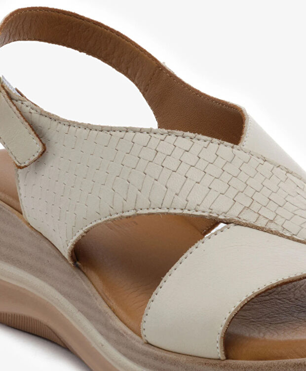 Kadın Kirli Beyaz Hakiki Deri Sandalet - 5