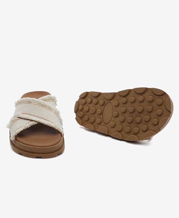 Kadın Ekru Taba Hakiki Deri Terlik - 6