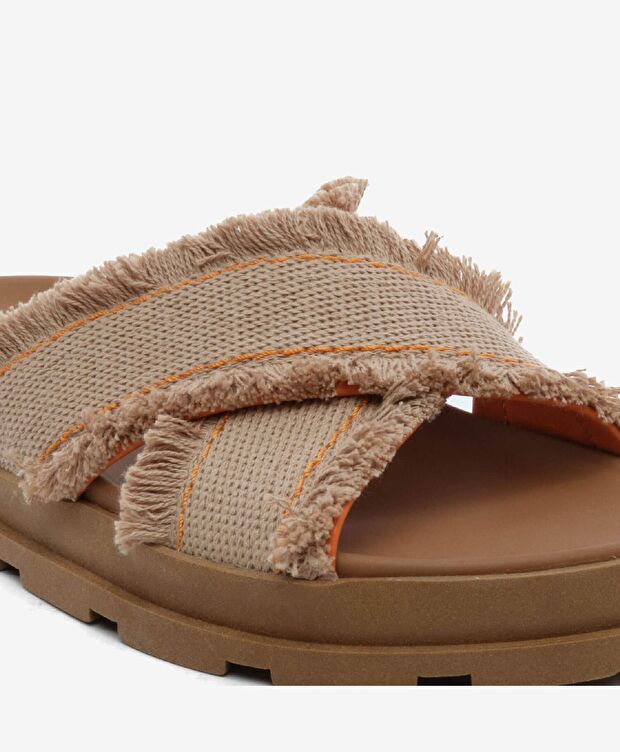 Kadın Bej Turuncu Hakiki Deri Terlik - 5