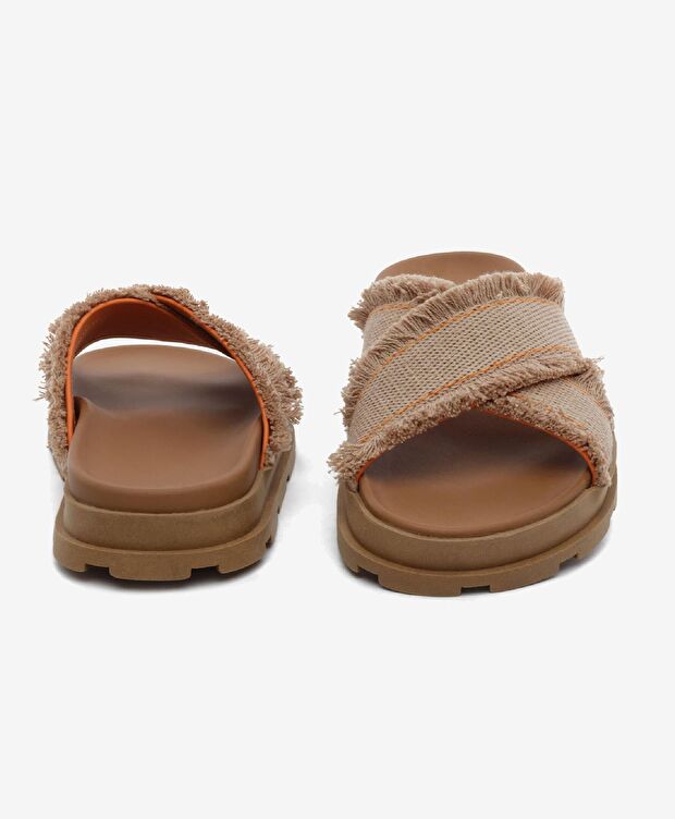 Kadın Bej Turuncu Hakiki Deri Terlik - 7