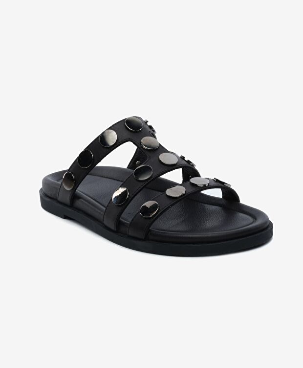 Kadın Siyah Hakiki Deri Terlik - 2