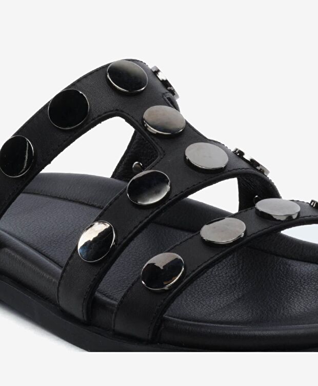 Kadın Siyah Hakiki Deri Terlik - 5