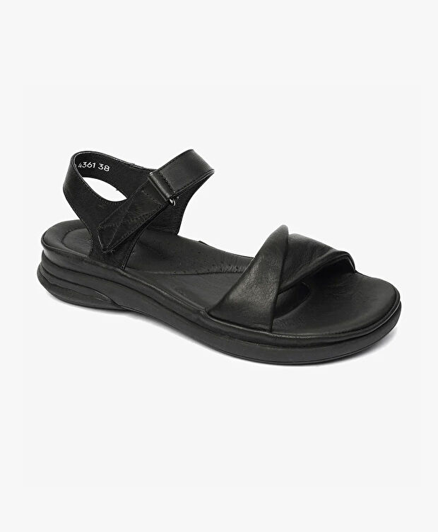 Kadın Siyah Hakiki Deri Sandalet - 2