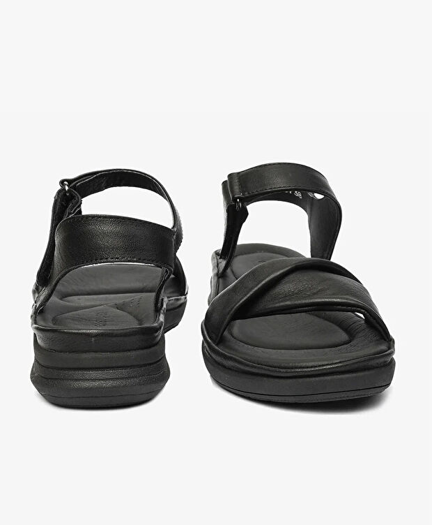 Kadın Siyah Hakiki Deri Sandalet - 7