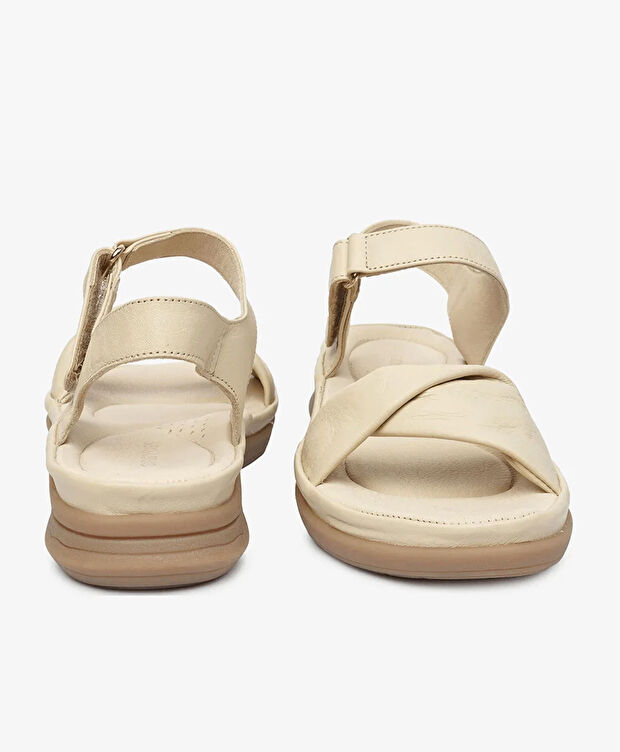 Kadın Bej Hakiki Deri Sandalet - 7