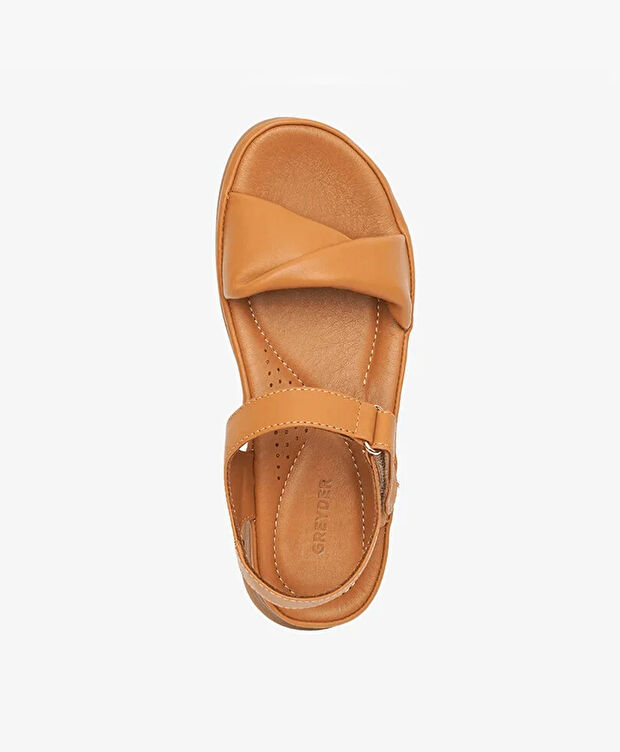 Kadın Taba Hakiki Deri Sandalet - 4