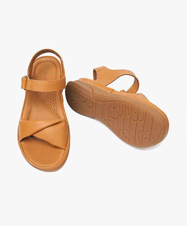 Kadın Taba Hakiki Deri Sandalet - 6