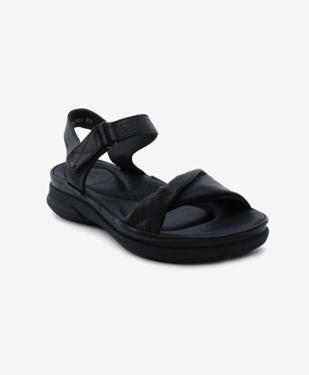 Kadın Siyah Hakiki Deri Sandalet - 2