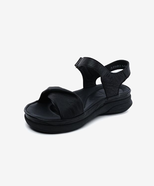 Kadın Siyah Hakiki Deri Sandalet - 3