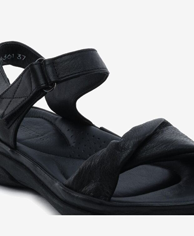 Kadın Siyah Hakiki Deri Sandalet - 5
