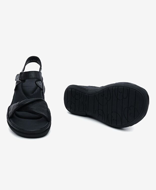 Kadın Siyah Hakiki Deri Sandalet - 6