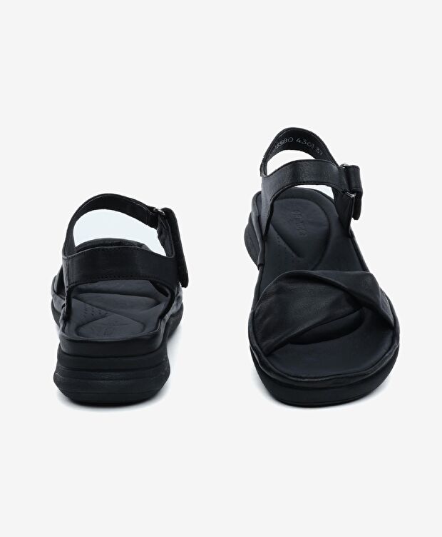 Kadın Siyah Hakiki Deri Sandalet - 7