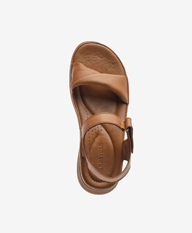 Kadın Taba Hakiki Deri Sandalet - 4