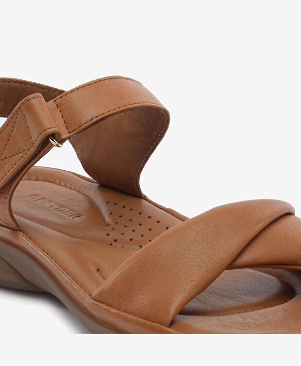 Kadın Taba Hakiki Deri Sandalet - 5