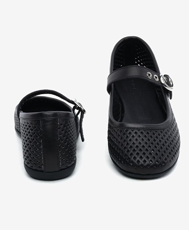 Kadın Siyah Hakiki Deri Babet - 7