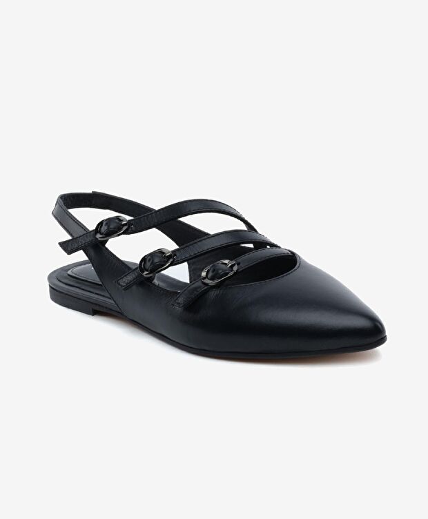 Kadın Siyah Hakiki Deri Babet - 2