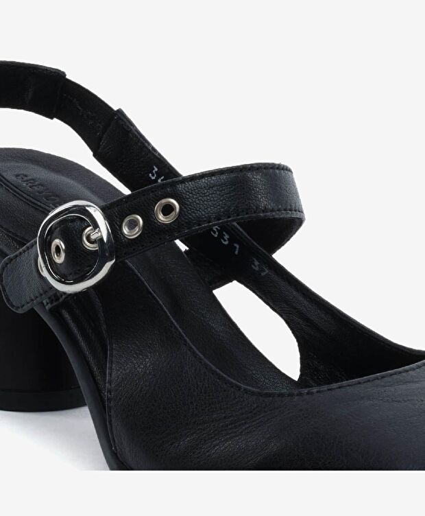 Kadın Siyah Hakiki Deri Topuklu Klasik Ayakkabı - 5