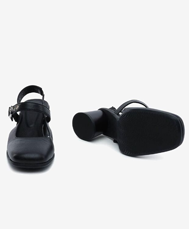 Kadın Siyah Hakiki Deri Topuklu Klasik Ayakkabı - 7