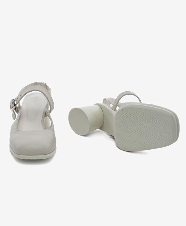 Kadın Bej Hakiki Deri Topuklu Klasik Ayakkabı - 6