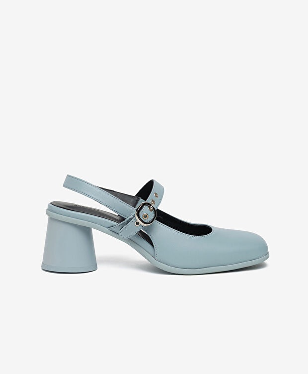 Kadın Mavi Hakiki Deri Topuklu Klasik Ayakkabı - 1