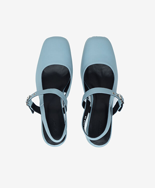 Kadın Mavi Hakiki Deri Topuklu Klasik Ayakkabı - 5