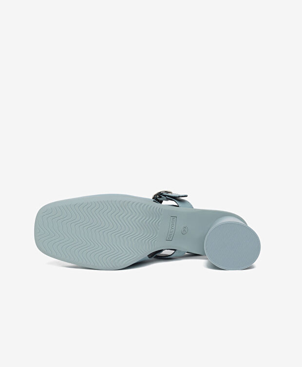 Kadın Mavi Hakiki Deri Topuklu Klasik Ayakkabı - 6