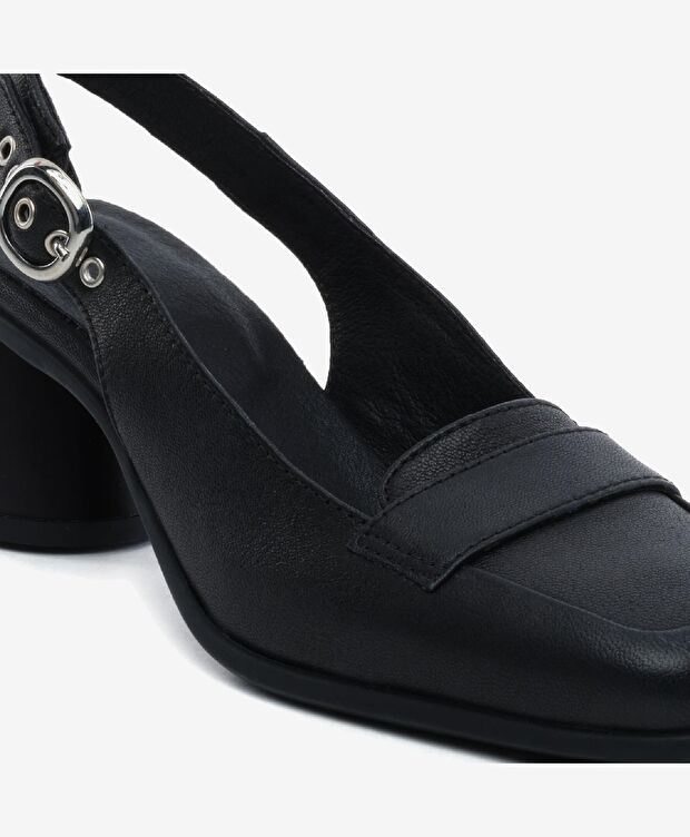 Kadın Siyah Hakiki Deri Topuklu Klasik Ayakkabı - 5