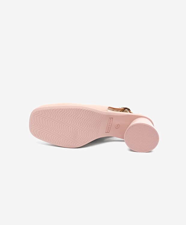 Kadın Pudra Hakiki Deri Topuklu Klasik Ayakkabı - 6