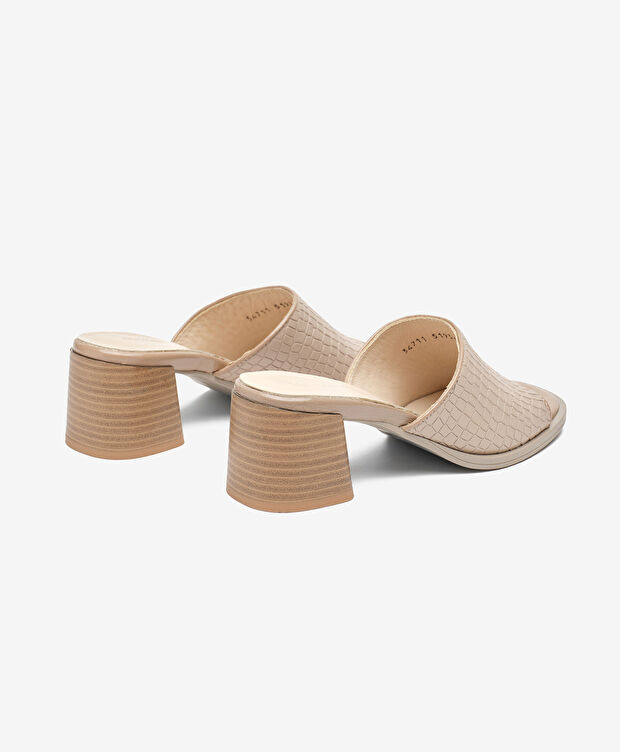 Kadın Vizon Hakiki Deri Topuklu Terlik - 4