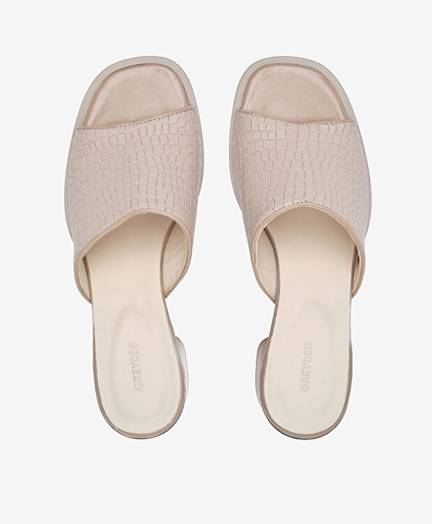 Kadın Vizon Hakiki Deri Topuklu Terlik - 5