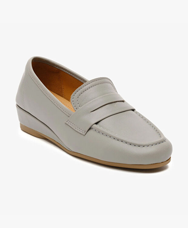 Kadın Gri Mavi Hakiki Deri Comfort Ayakkabı - 2