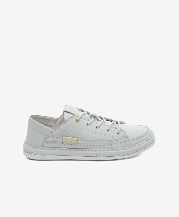 Kadın Kirli Beyaz Hakiki Deri Sneaker Ayakkabı - 1