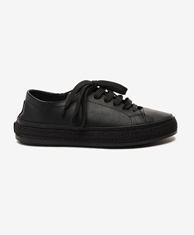 Kadın Siyah Hakiki Deri Sneaker Ayakkabı - 1