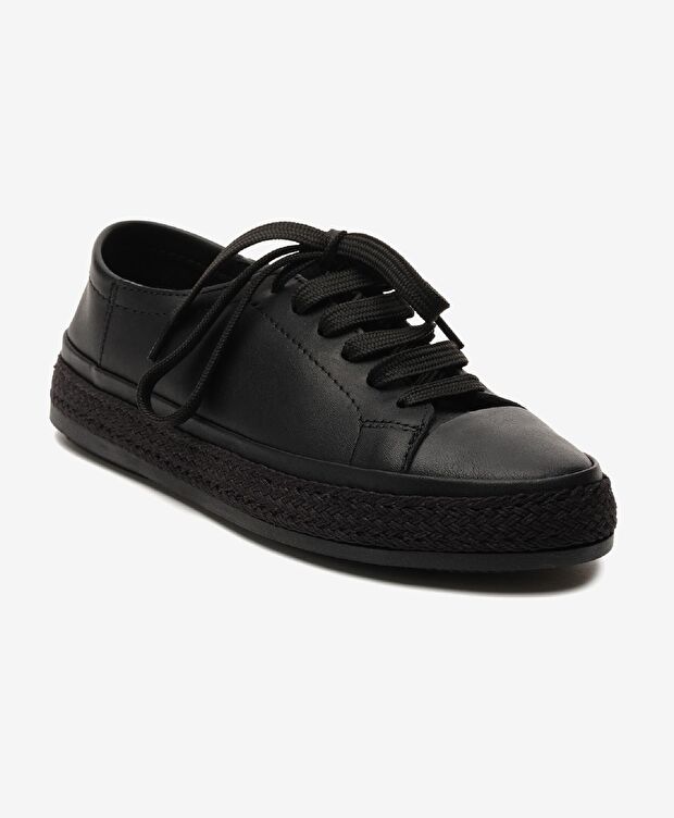 Kadın Siyah Hakiki Deri Sneaker Ayakkabı - 2