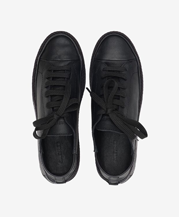 Kadın Siyah Hakiki Deri Sneaker Ayakkabı - 5