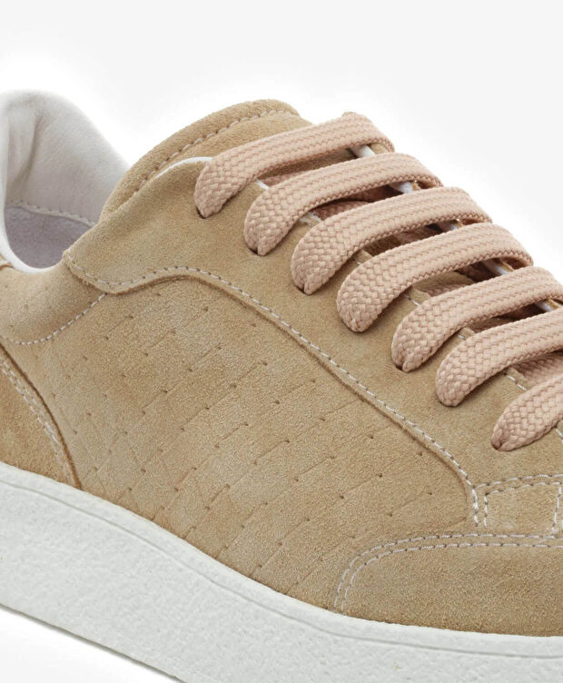 Kadın Bej Hakiki Deri Sneaker Ayakkabı - 5