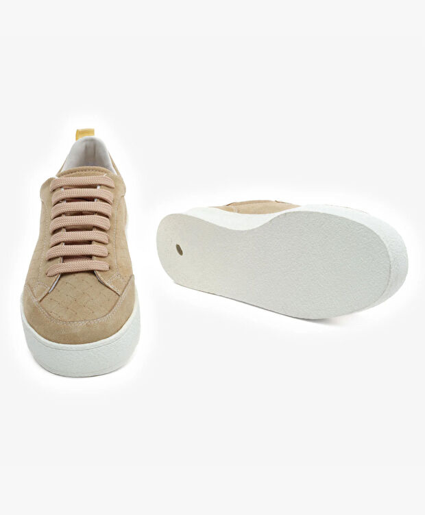 Kadın Bej Hakiki Deri Sneaker Ayakkabı - 6