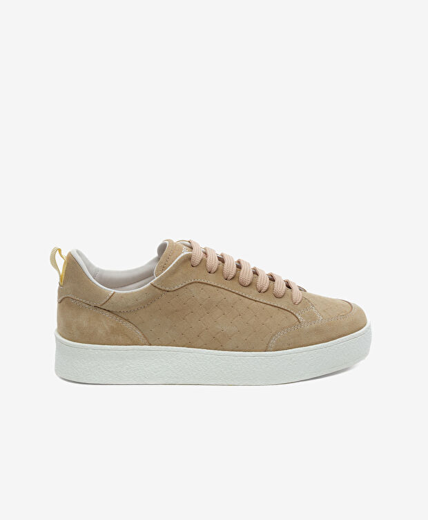 Kadın Bej Hakiki Deri Sneaker Ayakkabı - 1