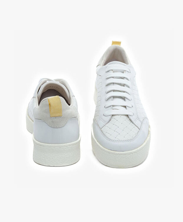 Kadın Beyaz Hakiki Deri Sneaker Ayakkabı - 7