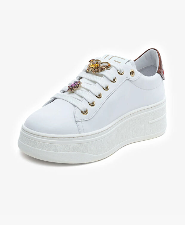 Kadın Beyaz Bakır Hakiki Deri Spor Ayakkabı - 3